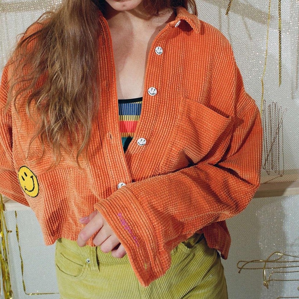 Be Happy Corduroy Crop Oversize Shirt